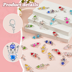 28 шт. 7 стиля ангел сплав и подвесные украшения из стекла&nbsp;HJEW-FH00086