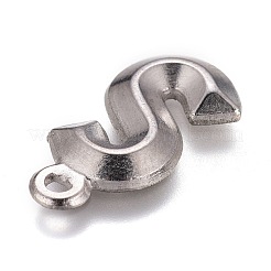 変色しにくい304ステンレススチールペンダント  アルファベット  文字.s  16x8x2mm  穴：1.2mm&nbsp;STAS-H119-01P-S