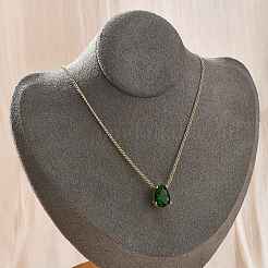 Подвеска из нержавеющей стали 304 с зеленым кубическим цирконием для женщин NJEW-C078-01B-G