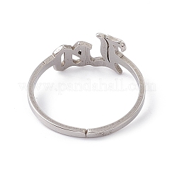 変色しない304ステンレススチール製星座オープンカフリング、女性用  レオ  内径：18mm&nbsp;RJEW-C035-01L-P