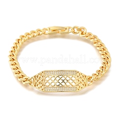 Messing Micro Pave klare Zirkonia Link Armbänder&nbsp;BJEW-F498-02B-G