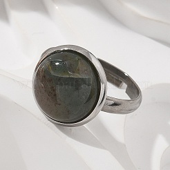 Bagues demi-rondes en agate indienne naturelle&nbsp;RJEW-M062-01P-22