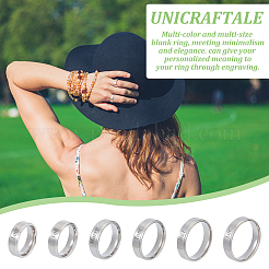 24 set di 6 anelli a fascia liscia in acciaio inossidabile 304 di 16~21 misure&nbsp;RJEW-UN0002-89