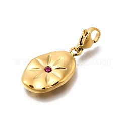 Овальная подвеска из нержавеющей стали 304 со стразами&nbsp;STAS-R159-49G-02