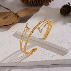 Браслет-манжета для женщин из нержавеющей стали 304 с многослойным покрытием из кубического циркония&nbsp;UB1438