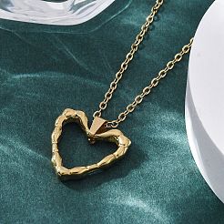 Ожерелья с кулоном из нержавеющей стали 304 с текстурированным контуром сердца NJEW-M096-38G