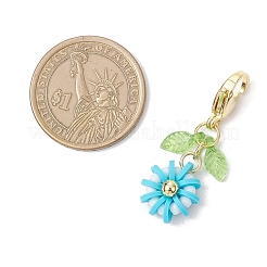 7 pz di decorazioni con pendenti in vetro e argilla polimerica a forma di fiore&nbsp;HJEW-MZ00327