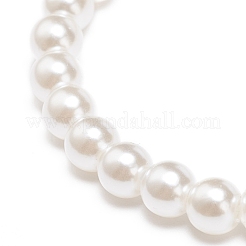 Браслет из бисера из абс-пластика с имитацией жемчуга и подвесками из сплава эмали для детей BJEW-JB08524-01