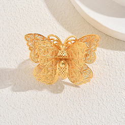 Полые двойные бабочки металлические открытые манжеты кольца для женщин BX9587