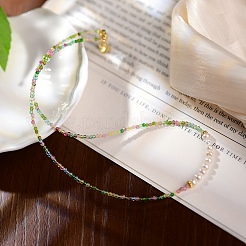 Женские бусины из ограненного круглого натурального зеленого турмалина и стеклянного жемчуга диаметром 2 мм&nbsp;YX9478