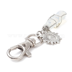 Украшения с подвесками в виде пули из смешанных драгоценных камней в проволочной обертке HJEW-JM01061