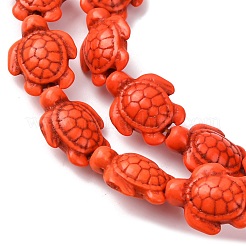 Окрашенные синтетические бирюзовые бусы нити&nbsp;G-M152-07-B