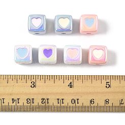 28шт 7 цвета непрозрачные акриловые эмалевые бусины ACRC-FS0001-03