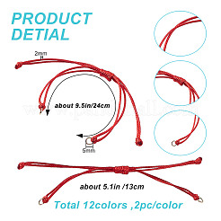 24 Stück geflochtenes Armband aus gewachstem Polyester in 12 Farben&nbsp;AJEW-AB00194