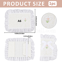 ポリエステルレースブックカバー  ノートブックラップ  ちょう結びリボン付き  ベージュ  230x150x8mm&nbsp;OFST-WH0002-59B