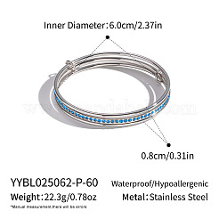 304ステンレススチール製マイクロパヴェキュービックジルコニアバングル（女性用）  ステンレス鋼色  内径：2-3/8インチ（6cm）&nbsp;MA1312-4