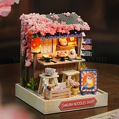 ミニ木製 DIY 3D ハウス パズル キット  建物組み立てモデル  ドールハウスの装飾アクセサリー  カラフル  90x90x115mm&nbsp;MIMO-PW0003-055A