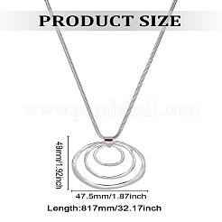 1 шт. сплав 3 кольца кулон длинное ожерелье для женщин&nbsp;NJEW-LP0002-93