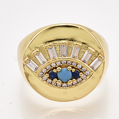 Регулируемые латунные кольца из микро-паве циркония&nbsp;RJEW-S044-019