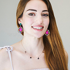 2 пара двухцветных сережек-гвоздиков в форме капли со стразами EJEW-FI0001-99