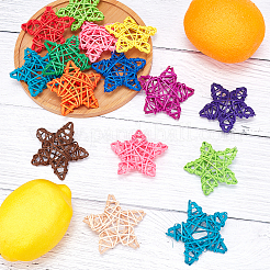 12色の籐工芸品  スター  ミックスカラー  60~63x60~64x12~17mm  12色  2個/カラー  24個/セット&nbsp;AJEW-GF0002-37
