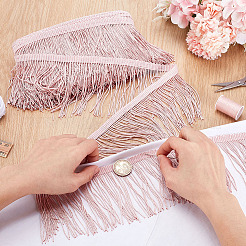 Bordure en dentelle à pompons en polyester&nbsp;OCOR-WH0101-118D