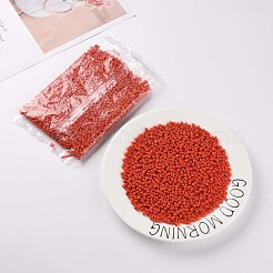 ベーキングペイント ガラスシードビーズ 6/0個  ダークオレンジ  4~5x3~4mm  穴：1~2mm&nbsp;SEED-S004-Y5