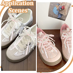 4 шт. пластиковая имитация жемчуга и ленточный бант-подвеска украшения&nbsp;DIY-HY0002-10B