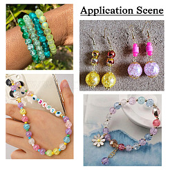 4 нити 4 размера гальванизированных стеклянных бусин с эффектом кракле&nbsp;GLAA-TA0001-68