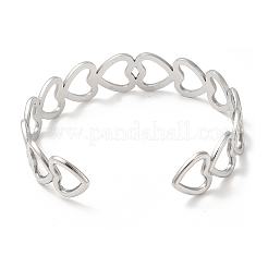 Не тускнеющий браслет-манжета в форме сердца из нержавеющей стали 304 для женщин BJEW-L682-001P