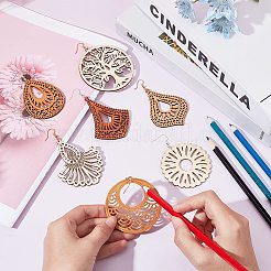Наборы для изготовления деревянных висячих серег своими руками DIY-NB0005-49