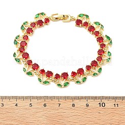 Браслеты-цепочки из вишневой латуни с микропаве из кубических цирконий BJEW-L703-01A-G