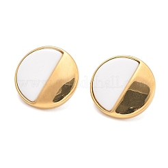 Плоские круглые серьги-гвоздики из нержавеющей стали 304 EJEW-C142-04G-02