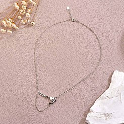 Collier pendentif coeur et mot d'amour en zircone cubique rose&nbsp;JN1076A