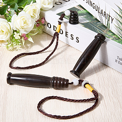 中国風木製つまようじホルダー2個  ポリエステルテザーと樹脂ビーズ付き  コラム  ココナッツブラウン  250~265mm&nbsp;AJEW-GF0011-70B