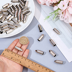 鉄製コードエンド50個  弾丸の形  プラチナ  24x9mm  穴：8mm&nbsp;IFIN-FH0002-05