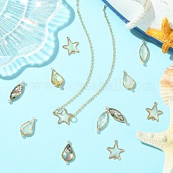 12 шт. 6 стиля латунные подвески-соединители из натуральной белой ракушки&nbsp;KK-CJ0003-65