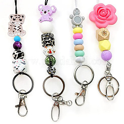 14 шт. 7-х цветные бусины из пищевого экологически чистого силикона с тигровым принтом SIL-GO0001-03