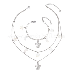 Комплект украшений в виде черепахи из нержавеющей стали 304 со звездами SJEW-JS01352