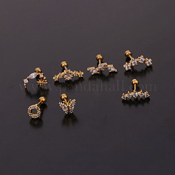 Серьги для хряща из хирургической нержавеющей стали 316L с микропаве из прозрачного кубического циркония WG14BE9-11