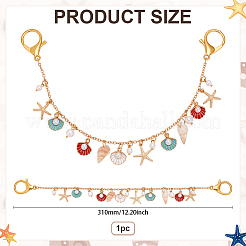 Подвеска-мешок из натуральной ракушки и эмалевого сплава в форме морской звезды&nbsp;HJEW-ME00044