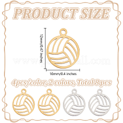 8 шт. 2-х цветные подвески из нержавеющей стали&nbsp;STAS-LP0002-08