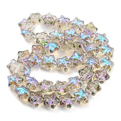 Нити прозрачных стеклянных бусин с гальваническим покрытием в форме полурадуги&nbsp;EGLA-G037-07A-HR03