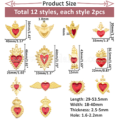 24pcs 12 styles de pendentifs en émail en alliage&nbsp;ENAM-HS0001-05