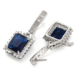 Прямоугольные серьги-кольца с паве из кубического циркония из латуни для женщин EJEW-I304-29P-08