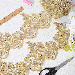 2.6ヤードの花のレーストリム  ポリエステルレースリボン  洋服アクセサリー  ダークカーキ  5-7/8インチ（150mm）&nbsp;OCOR-WH20003-16B