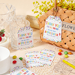 100 pz di biglietti di auguri rettangolari a tema compleanno con kit di cordino di iuta da 20 m&nbsp;DIY-SP0003-89B
