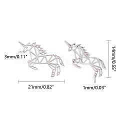 変色しにくい201ステンレススチール製フィリグリージョイナー  ユニコーン  ステンレス鋼色  14x21x1mm&nbsp;STAS-S105-T577D-1