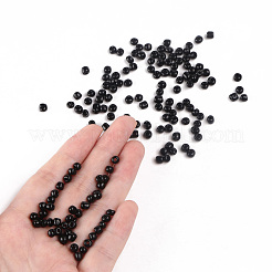 ガラスシードビーズ  不透明な色の種  DIYジュエリー作成用の小さなクラフトビーズ  ラウンド  ブラック  6/0  4mm  穴：1.5mm  約4500個/ポンド&nbsp;SEED-A010-4mm-49