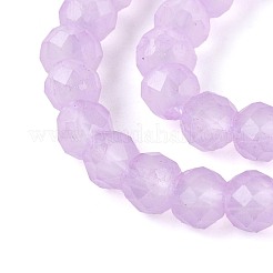 ジェイド風ガラスビーズ連売り  ラウンド  多面カット  ライラック  3x2.5~3mm  穴：0.7~0.8mm  約133~137個/連  13.78~14.37''（35センチメートル）&nbsp;GLAA-T028-3mm-11D